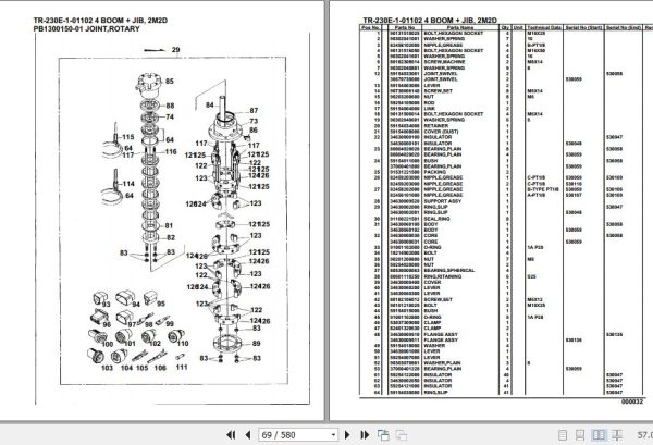 Tadano Hydraulic Crane TR 230E 1 01102 4 Boom Jib 2M2D Parts Catalog 2