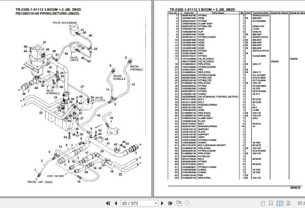 Tadano Hydraulic Crane TR 230E 1 01112 3 Boom 2 Jib 2M2D Parts Catalog 2