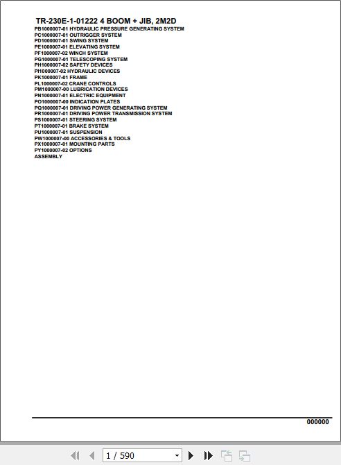 Tadano Hydraulic Crane TR 230E 1 01222 4 Boom Jib 2M2D Parts Catalog 1