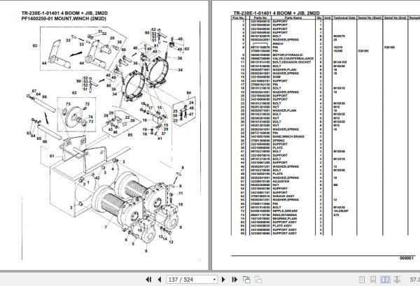 Tadano Hydraulic Crane TR 230E 1 01401 4 Boom Jib 2M2D Parts Catalog 2