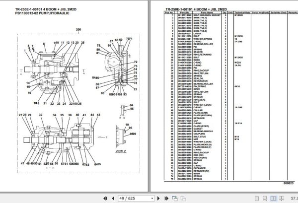 Tadano Hydraulic Crane TR 250E 1 00101 4 Boom Jib 2M2D Parts Catalog 2