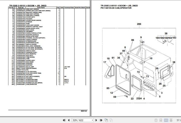 Tadano Hydraulic Crane TR 250E 2 00101 4 Boom Jib 2M2D Parts Catalog 2
