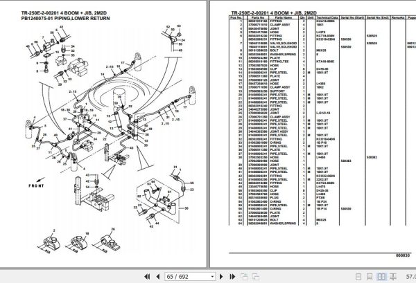 Tadano Hydraulic Crane TR 250E 2 00201 4 Boom Jib 2M2D Parts Catalog 2