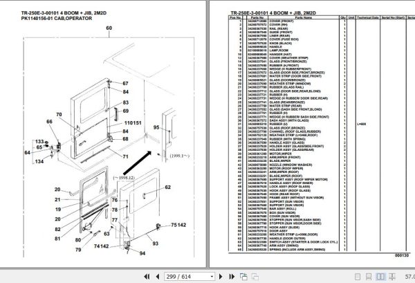 Tadano Hydraulic Crane TR 250E 3 00101 4 Boom Jib 2M2D Parts Catalog 2