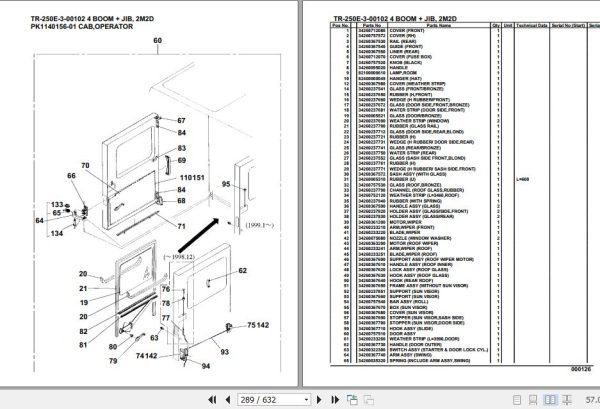Tadano Hydraulic Crane TR 250E 3 00102 4 Boom Jib 2M2D Parts Catalog 2