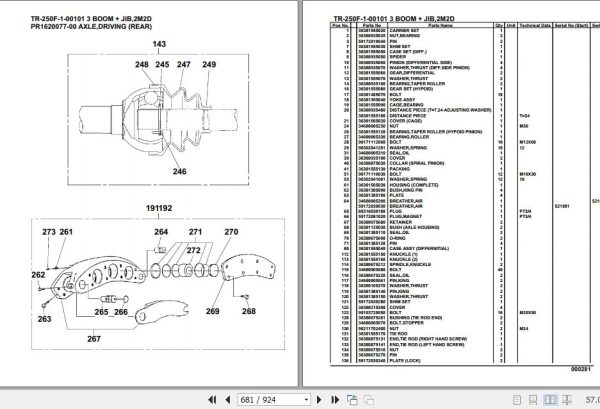 Tadano Hydraulic Crane TR 250F 1 00101 3 Boom Jib 2M2D Parts Catalog 2