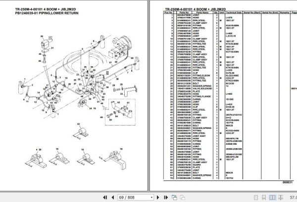 Tadano Hydraulic Crane TR 250M 4 00101 4 Boom Jib 2M2D Parts Catalog 2