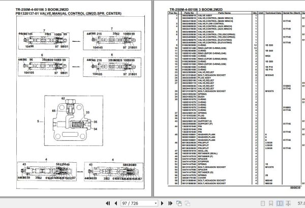 Tadano Hydraulic Crane TR 250M 4 00106 3 Boom 2M2D Parts Catalog 2
