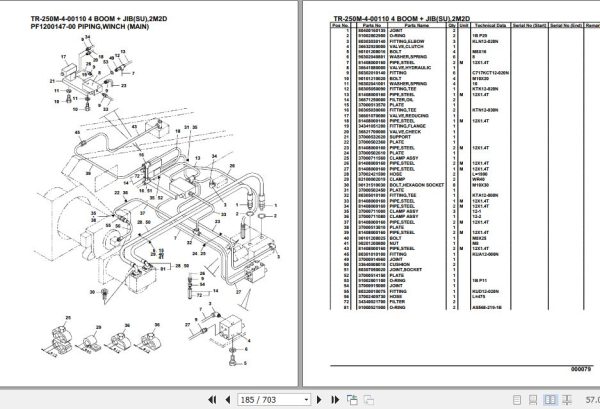 Tadano Hydraulic Crane TR 250M 4 00110 4 Boom Jib SU 2M2D Parts Catalog 2