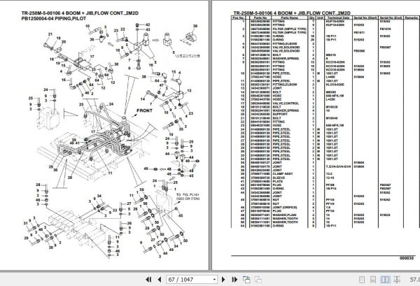 Tadano Hydraulic Crane TR 250M 5 00106 4 Boom Jib Flow Cont 2M2D Parts Catalog 2