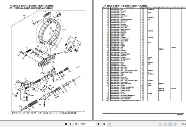 Tadano Hydraulic Crane TR 250M 6 00101 4 Boom Jib PT X 2M2D Parts Catalog 2