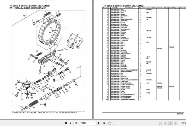 Tadano Hydraulic Crane TR 250M 6 00105 4 Boom Jib H 2M2D Parts Catalog 2