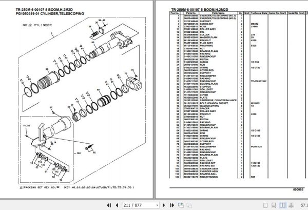 Tadano Hydraulic Crane TR 250M 6 00107 5 Boom H 2M2D Parts Catalog 2