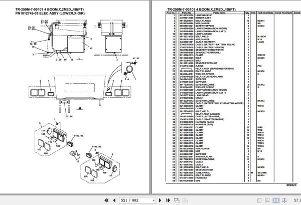 Tadano Hydraulic Crane TR 250M 7 00101 4 Boom X 2M2D Jib PT Parts Catalog 2
