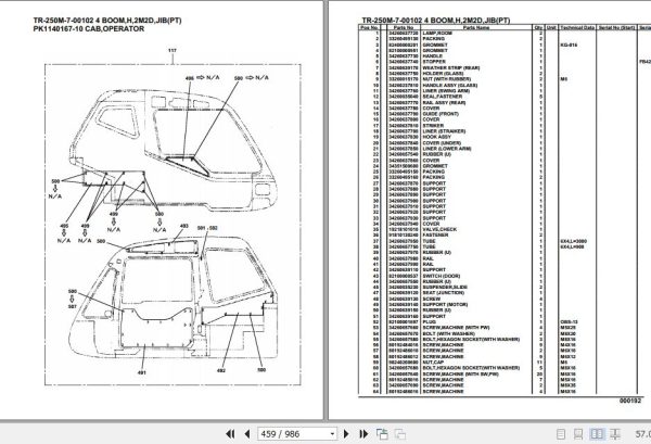 Tadano Hydraulic Crane TR 250M 7 00102 4 Boom H 2M2D Jib PT Parts Catalog 2