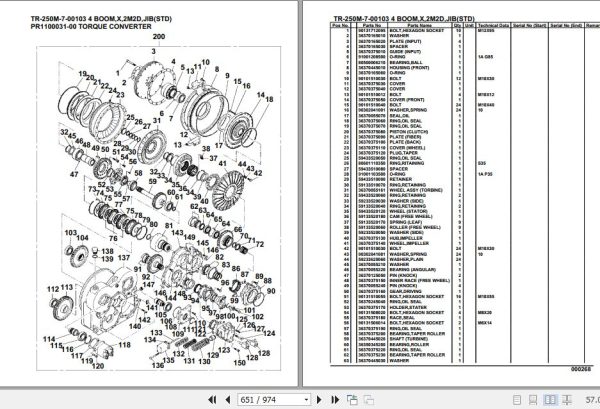 Tadano Hydraulic Crane TR 250M 7 00103 4 Boom X 2M2D Jib STD Parts Catalog 2