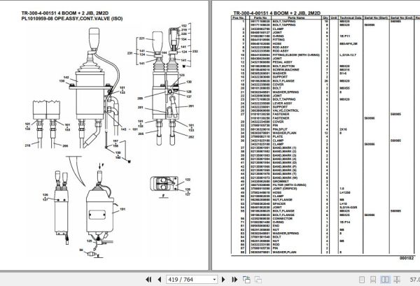 Tadano Hydraulic Crane TR 300 4 00151 4 Boom 2 Jib 2M2D Parts Catalog 2