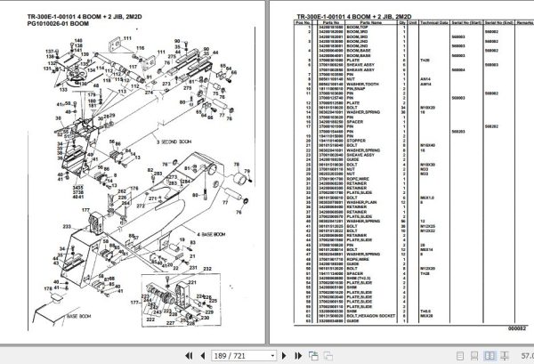 Tadano Hydraulic Crane TR 300E 1 00101 4 Boom 2 Jib 2M2D Parts Catalog 2
