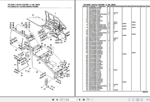 Tadano Hydraulic Crane TR 300E 1 00102 4 Boom 2 Jib 2M2D Parts Catalog 2