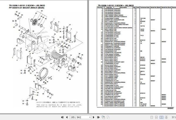 Tadano Hydraulic Crane TR 350M 1 00101 5 Boom Jib 2M2D Parts Catalog 2