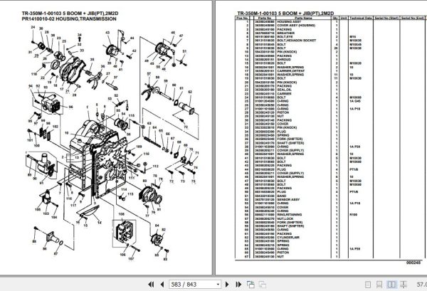 Tadano Hydraulic Crane TR 350M 1 00103 5 Boom Jib PT 2M2D Parts Catalog 2