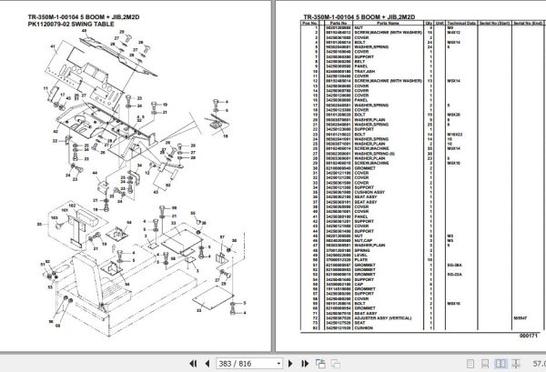 Tadano Hydraulic Crane TR 350M 1 00104 5 Boom Jib 2M2D Parts Catalog 2