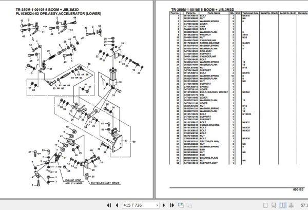 Tadano Hydraulic Crane TR 350M 1 00105 5 Boom Jib 3M3D Parts Catalog 2
