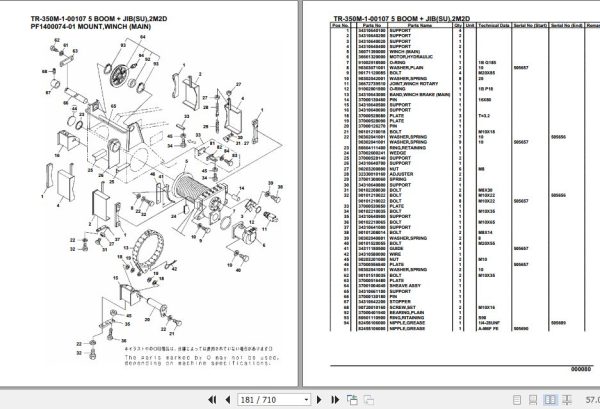 Tadano Hydraulic Crane TR 350M 1 00107 5 Boom Jib SU 2M2D Parts Catalog 2