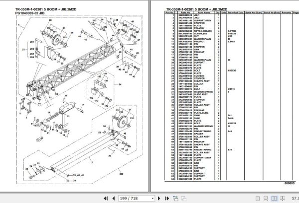 Tadano Hydraulic Crane TR 350M 1 00201 5 Boom Jib 2M2D Parts Catalog 2