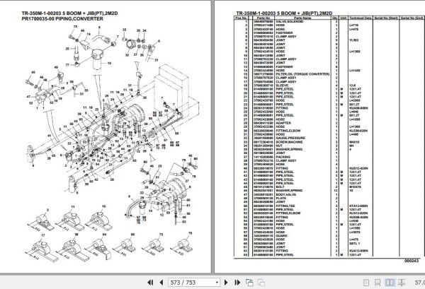 Tadano Hydraulic Crane TR 350M 1 00203 5 Boom Jib PT 2M2D Parts Catalog 2