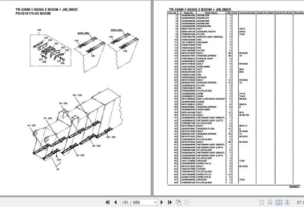 Tadano Hydraulic Crane TR 350M 1 00204 5 Boom Jib 2M2D Parts Catalog 2