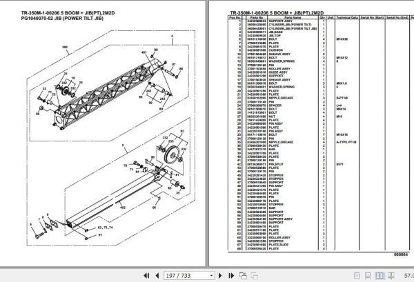 Tadano Hydraulic Crane TR 350M 1 00206 5 Boom Jib PT 2M2D Parts Catalog 2