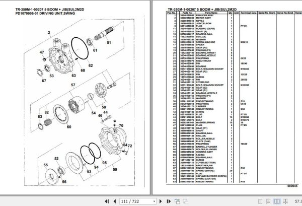Tadano Hydraulic Crane TR 350M 1 00207 5 Boom Jib SU 2M2D Parts Catalog 2