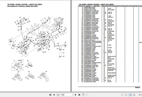 Tadano Hydraulic Crane TR 350M 1 00208 5 Boom Jib PT SU 2M2D Parts Catalog 2