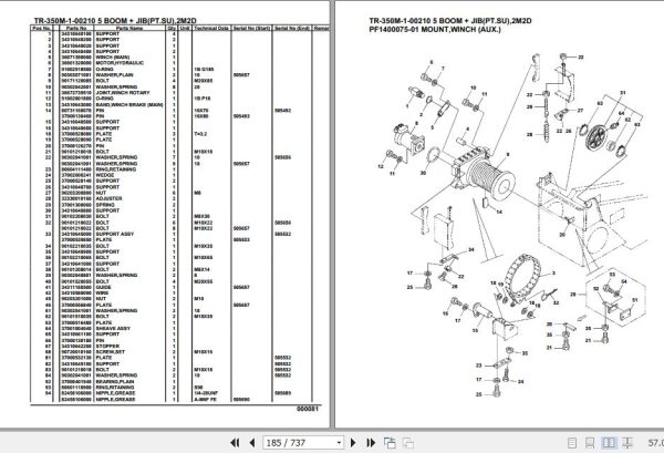Tadano Hydraulic Crane TR 350M 1 00210 5 Boom Jib PT SU 2M2D Parts Catalog 2