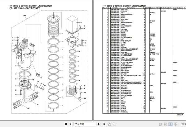 Tadano Hydraulic Crane TR 350M 2 00103 5 Boom Jib SU 2M2D Parts Catalog 2