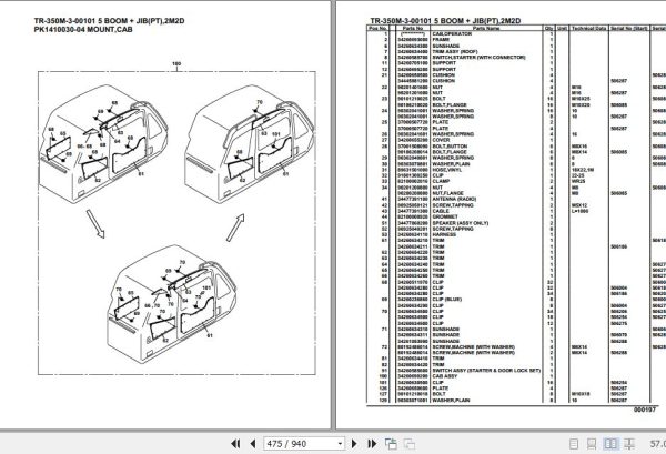 Tadano Hydraulic Crane TR 350M 3 00101 5 Boom Jib PT 2M2D Parts Catalog 2