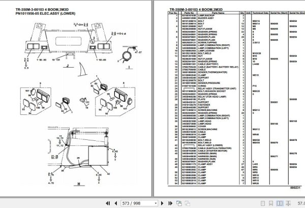 Tadano Hydraulic Crane TR 350M 3 00103 4 Boom 3M3D Parts Catalog 2