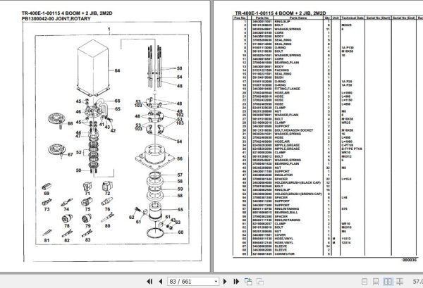 Tadano Hydraulic Crane TR 400E 1 00115 4 Boom 2 Jib 2M2D Parts Catalog 2