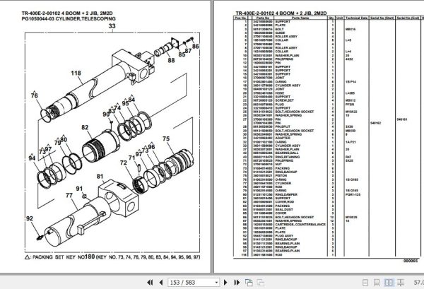 Tadano Hydraulic Crane TR 400E 2 00102 4 Boom 2 Jib 2M2D Parts Catalog 2