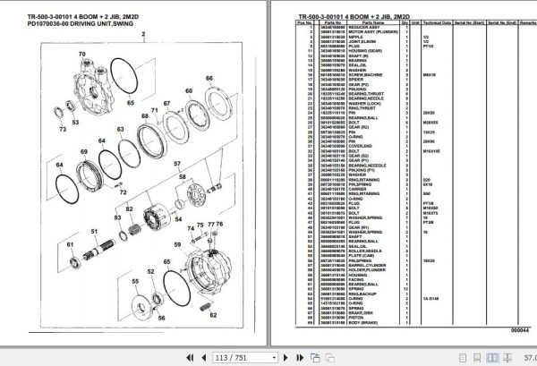 Tadano Hydraulic Crane TR 500 3 00101 4 Boom 2 Jib 2M2D Parts Catalog 2
