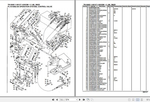 Tadano Hydraulic Crane TR 500E 1 00127 4 Boom 2 Jib 2M2D Parts Catalog 2