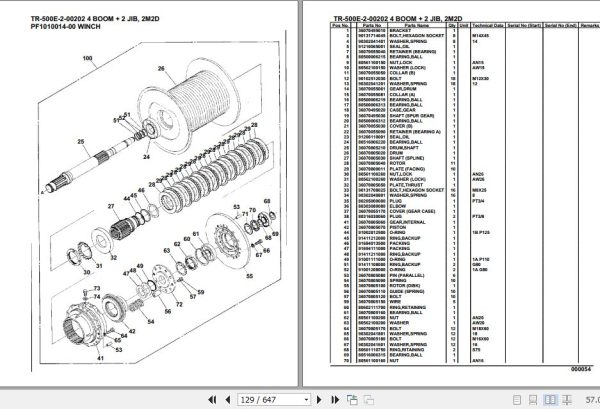 Tadano Hydraulic Crane TR 500E 2 00202 4 Boom 2 Jib 2M2D Parts Catalog 2