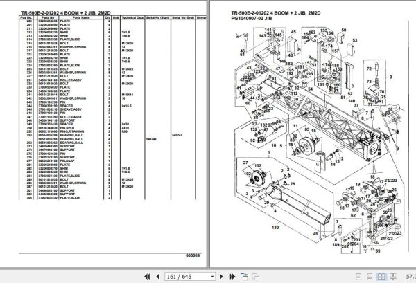 Tadano Hydraulic Crane TR 500E 2 01202 4 Boom 2 Jib 2M2D Parts Catalog 2