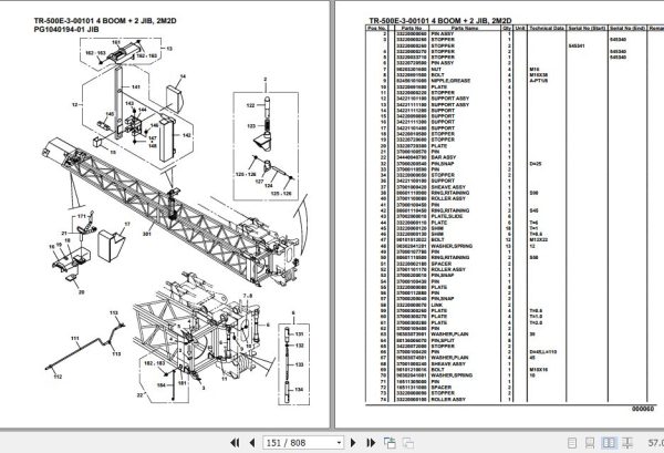 Tadano Hydraulic Crane TR 500E 3 00101 4 Boom 2 Jib 2M2D Parts Catalog 2