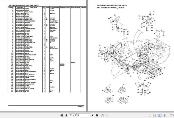 Tadano Hydraulic Crane TR 500M 1 00105 4 Boom 2M2D Parts Catalog 2