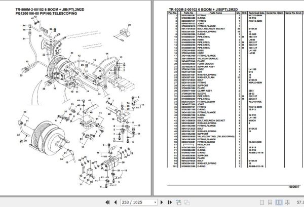 Tadano Hydraulic Crane TR 500M 2 00102 6 Boom Jib PT 2M2D Parts Catalog 2