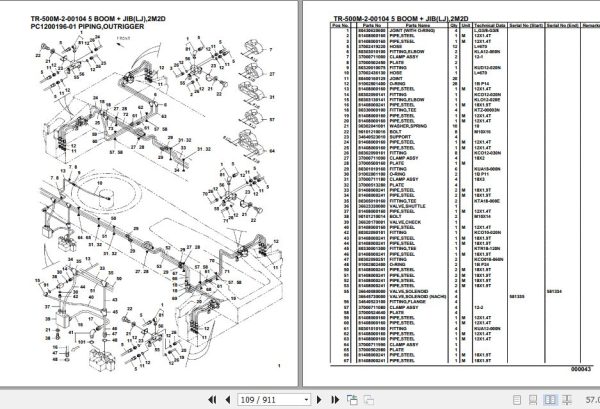 Tadano Hydraulic Crane TR 500M 2 00104 5 Boom Jib LJ 2M2D Parts Catalog 2
