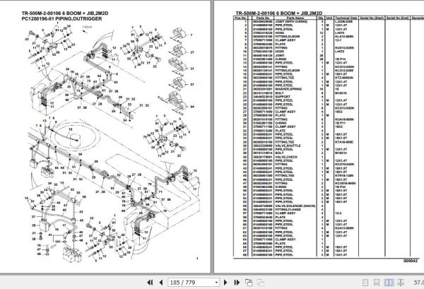 Tadano Hydraulic Crane TR 500M 2 00106 6 Boom Jib 2M2D Parts Catalog 2