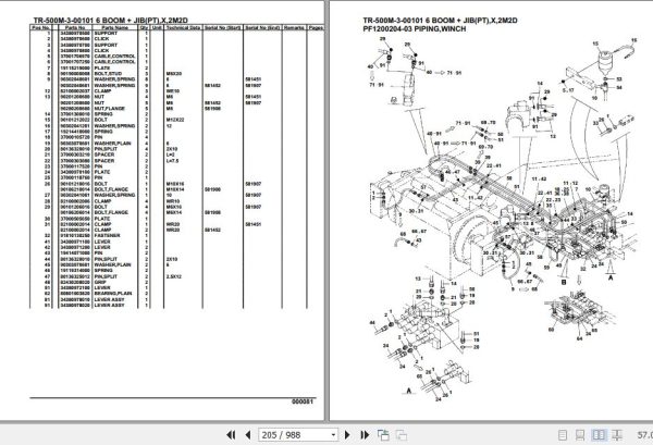 Tadano Hydraulic Crane TR 500M 3 00101 6 Boom Jib PT X 2M2D Parts Catalog 2